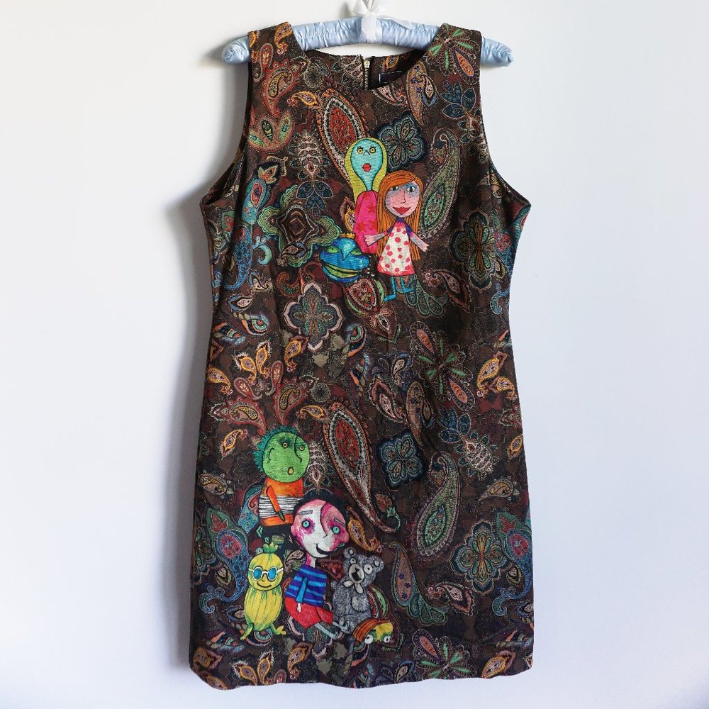 DESIGUAL Dress Sleeveless Jeans Paisley Cartoon